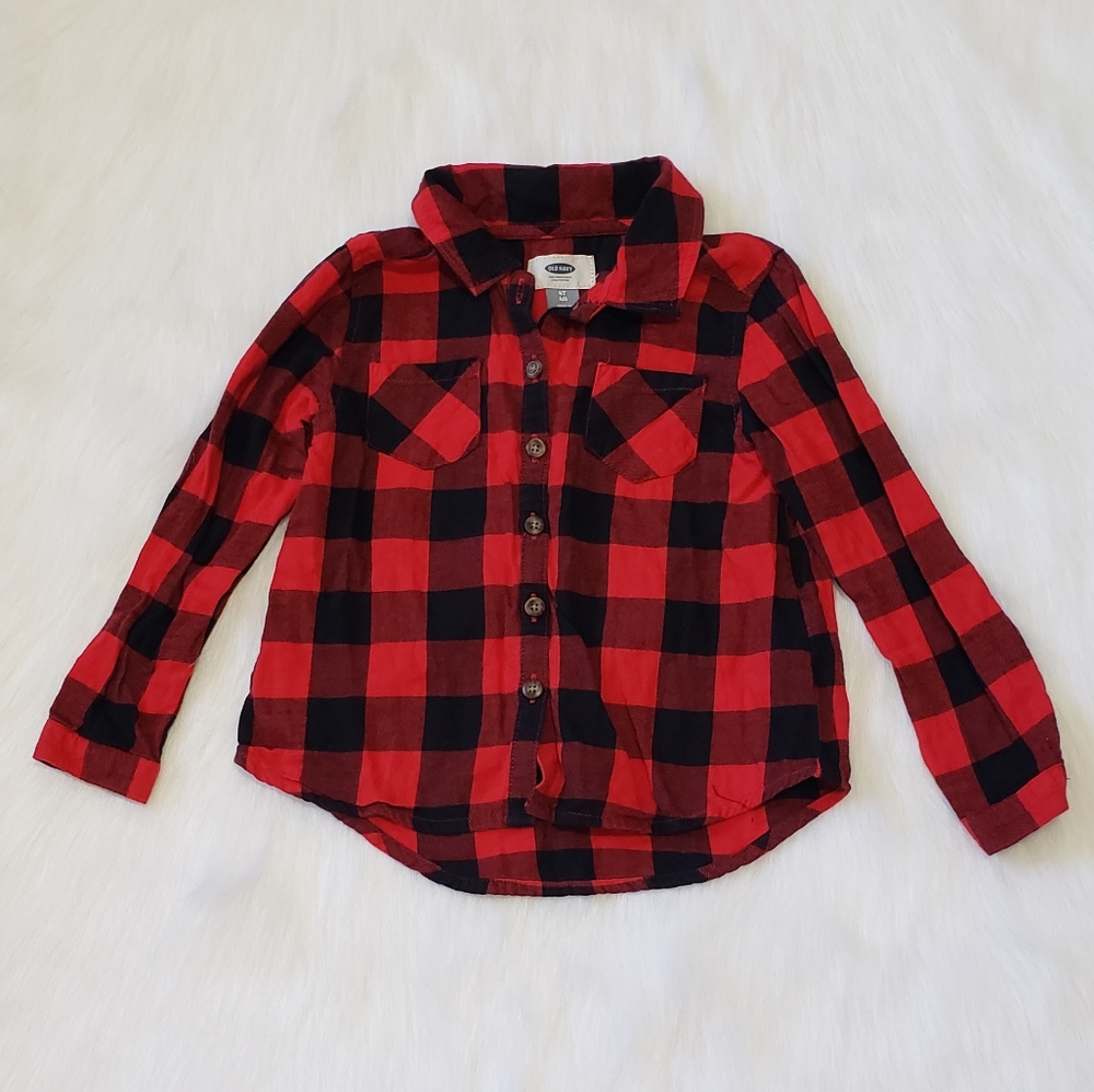 Plaid Button Kids Unisex Flannel Shirt